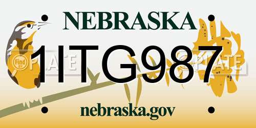 1ITG987 Nebraska License Plate