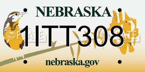 1ITT308 Nebraska License Plate