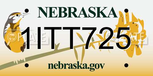 1ITT725 Nebraska License Plate