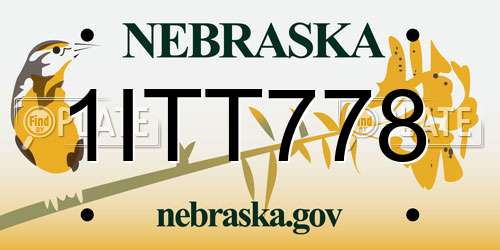 1ITT778 Nebraska License Plate