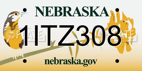 1ITZ308 Nebraska License Plate
