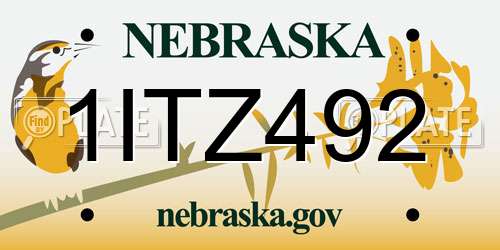 1ITZ492 Nebraska License Plate