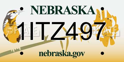 1ITZ497 Nebraska License Plate