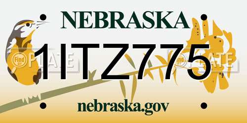1ITZ775 Nebraska License Plate