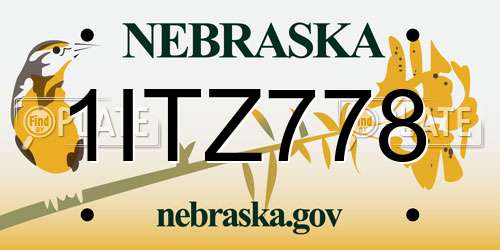 1ITZ778 Nebraska License Plate