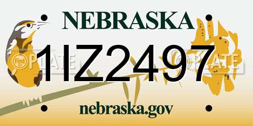 1IZ2497 Nebraska License Plate