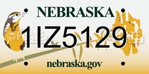 1IZ5129 Nebraska License Plate