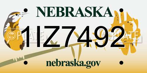 1IZ7492 Nebraska License Plate