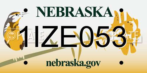 1IZE053 Nebraska License Plate