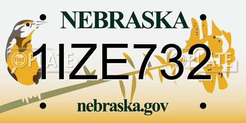 1IZE732 Nebraska License Plate