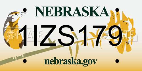 1IZS179 Nebraska License Plate
