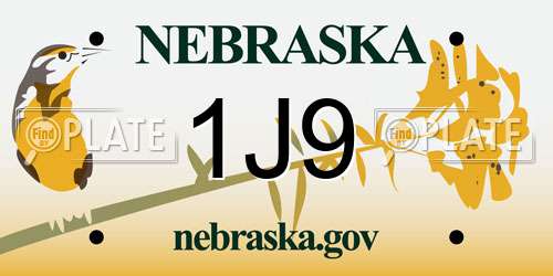 1J9 Nebraska License Plate