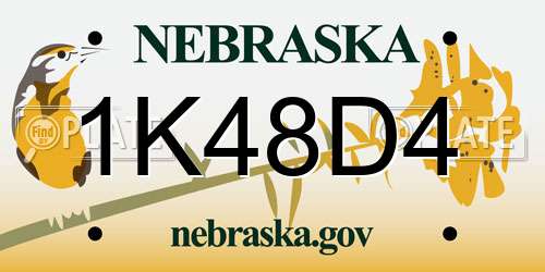 1K48D4 Nebraska License Plate