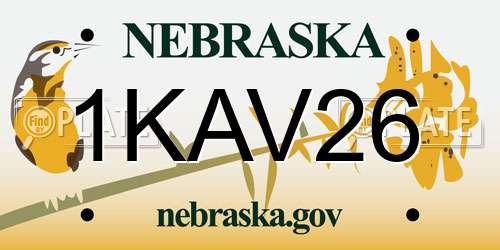 1KAV26 Nebraska License Plate