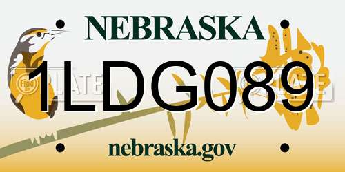 1LDG089 Nebraska License Plate