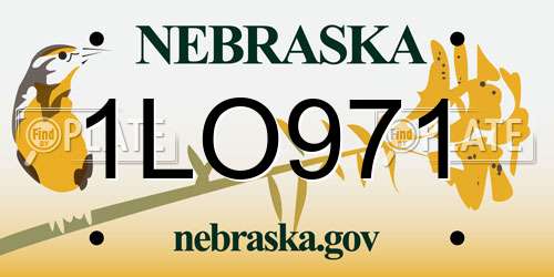 1LO971 Nebraska License Plate