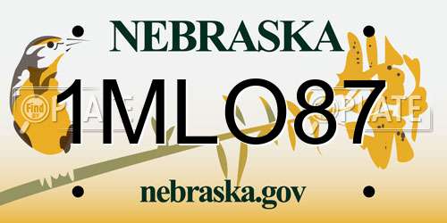 1MLO87 Nebraska License Plate