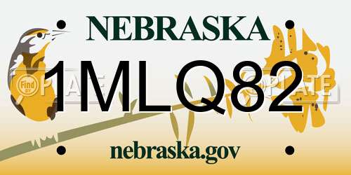1MLQ82 Nebraska License Plate