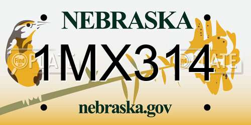 1MX314 Nebraska License Plate