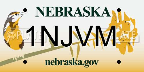 1NJVM Nebraska License Plate