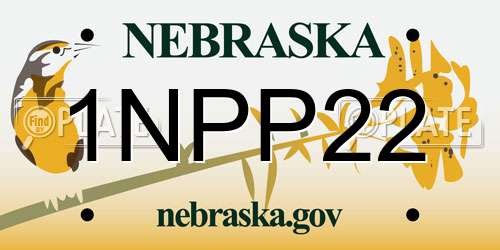 1NPP22 Nebraska License Plate