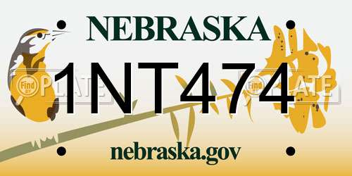 1NT474 Nebraska License Plate