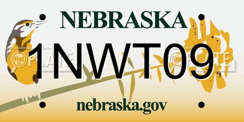 1NWT09 Nebraska License Plate