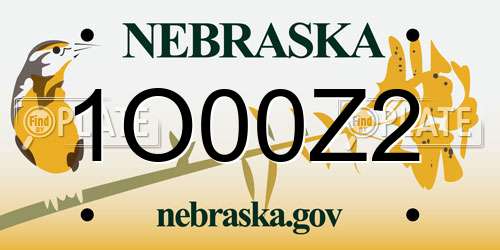 1O00Z2 Nebraska License Plate