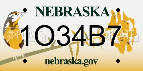 1O34B7 Nebraska License Plate