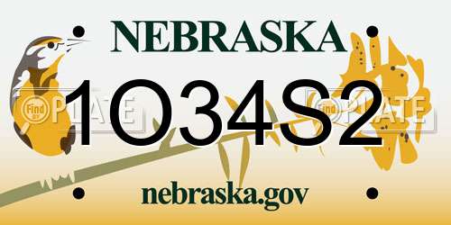1O34S2 Nebraska License Plate