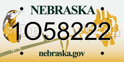1O58222 Nebraska License Plate