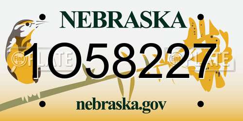1O58227 Nebraska License Plate