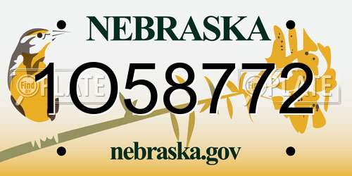 1O58772 Nebraska License Plate