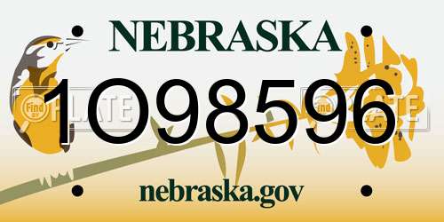 1O98596 Nebraska License Plate