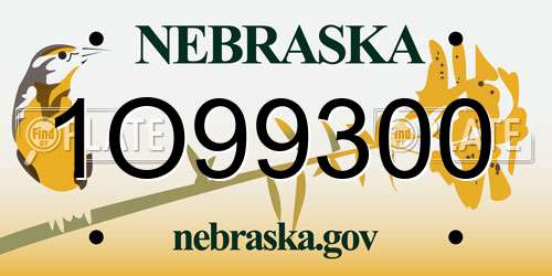 1O99300 Nebraska License Plate