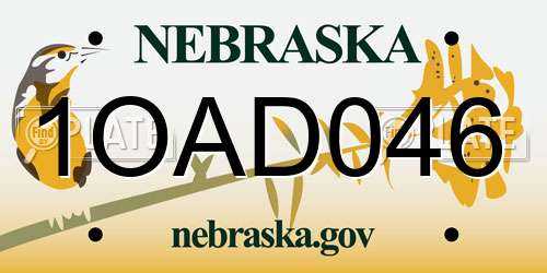 1OAD046 Nebraska License Plate
