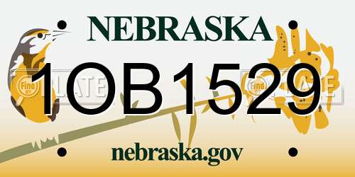 1OB1529 Nebraska License Plate