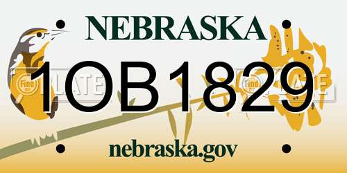 1OB1829 Nebraska License Plate