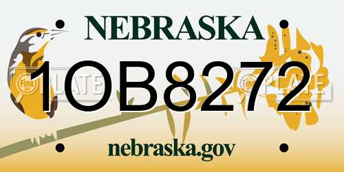 1OB8272 Nebraska License Plate