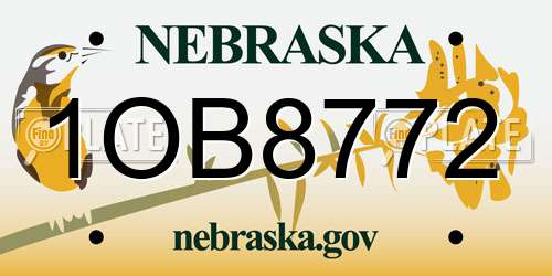 1OB8772 Nebraska License Plate