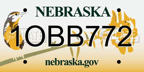 1OBB772 Nebraska License Plate