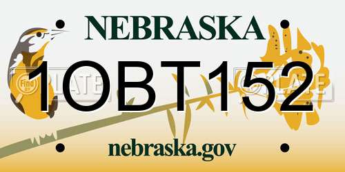 1OBT152 Nebraska License Plate