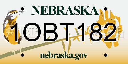 1OBT182 Nebraska License Plate