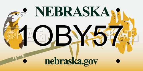 1OBY57 Nebraska License Plate