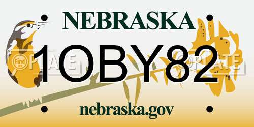 1OBY82 Nebraska License Plate