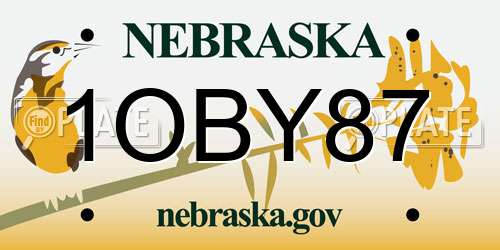1OBY87 Nebraska License Plate