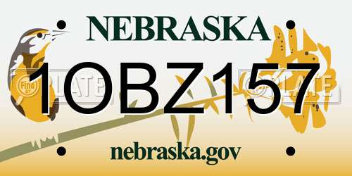 1OBZ157 Nebraska License Plate