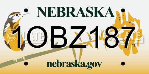 1OBZ187 Nebraska License Plate