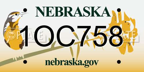 1OC758 Nebraska License Plate