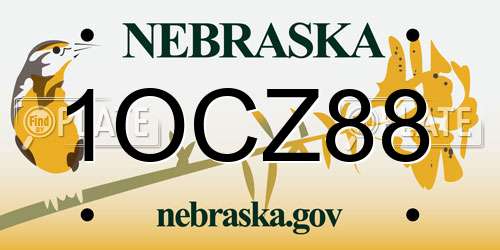 1OCZ88 Nebraska License Plate